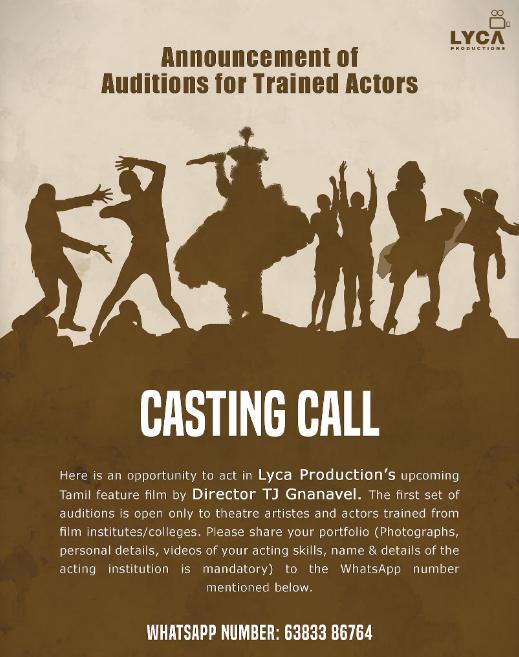 Announcement of Auditions for Trained Actors-Casting Call-Lyca Productions-Stumbit Advertisements